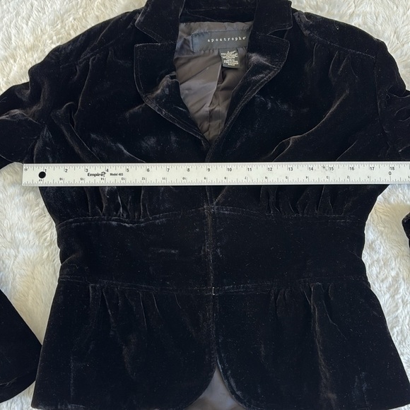 Apostrophe black velvet fitted blazer jacket coat women’s size 2 holiday party - Picture 6 of 10